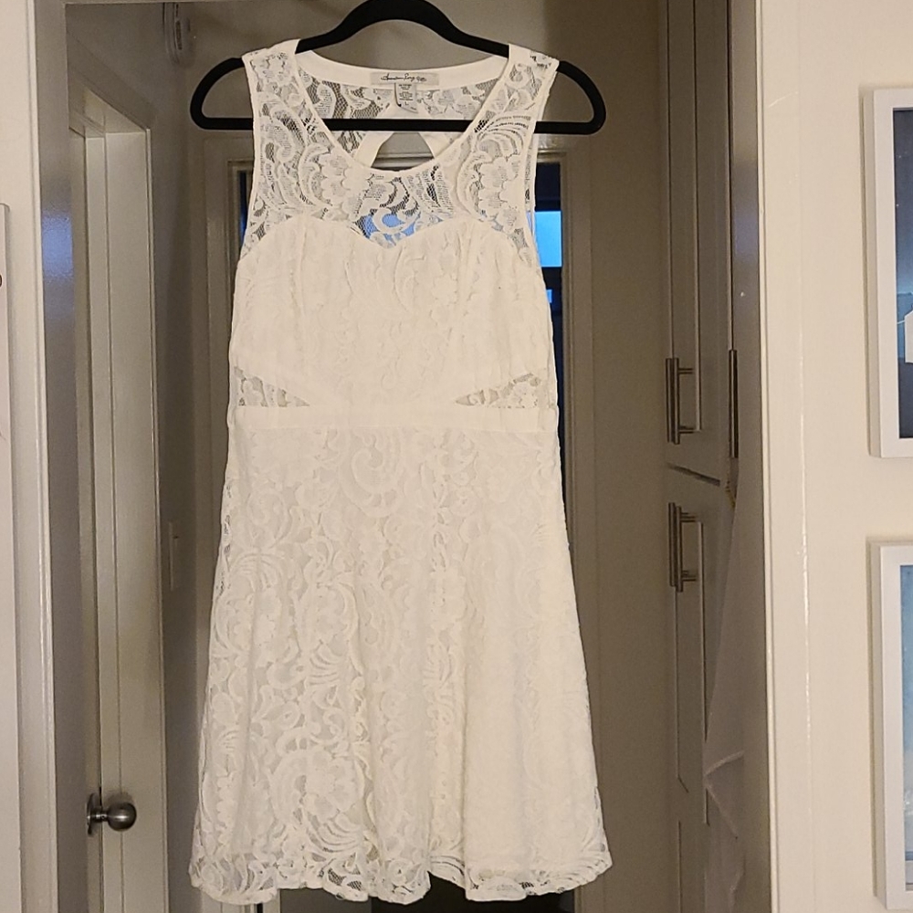 American Rag white floral lace brunch dress L
